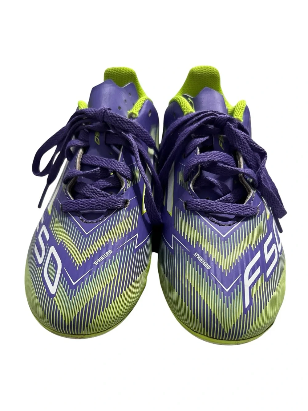 Adidas Sz 13 Youth F50 Club Purple & Lime Soccer Cleats